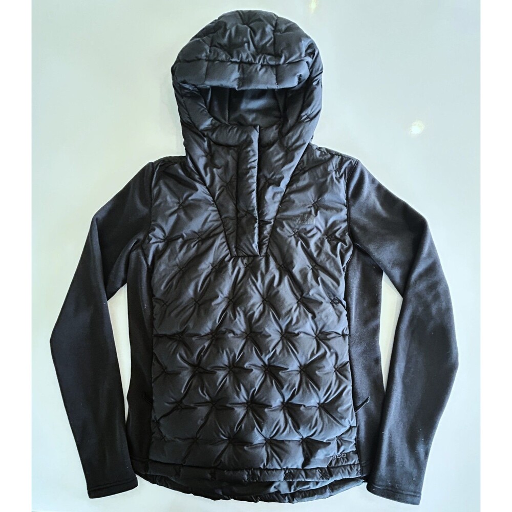 The North Face Women's Medium Black Hooded Quilted Puffer Jacket Thumbholes
